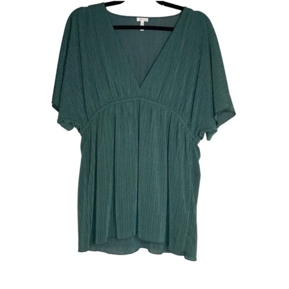 Flounce Emerald Green Kaftan Blouse Large
